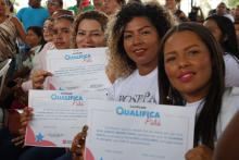 Alunas recém certificadas pelo programa Qualifica Pará em Irituia